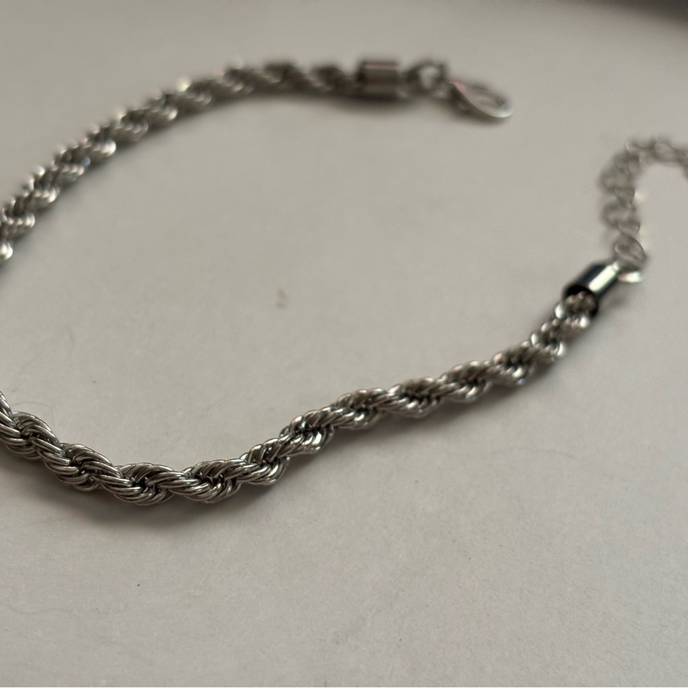 Vintage estate sale Silver Rope Chain Bracelet - Twisted Link